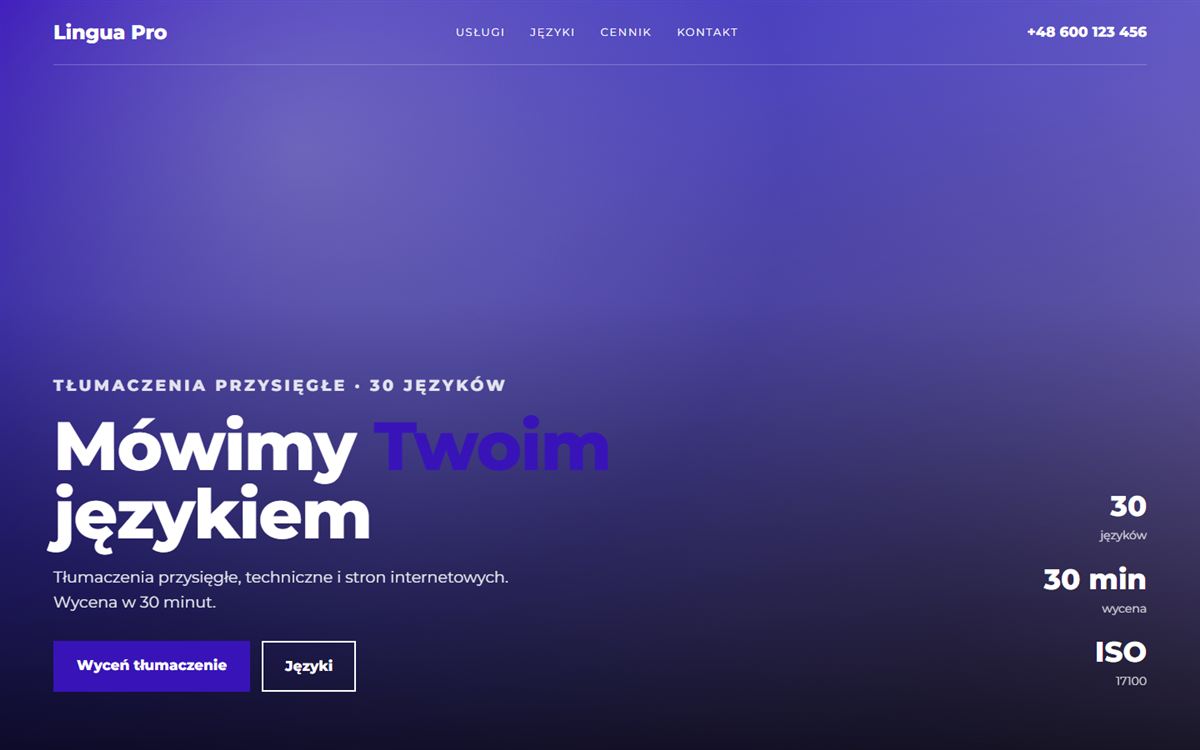 Projekt przykładowy: Lingua Pro