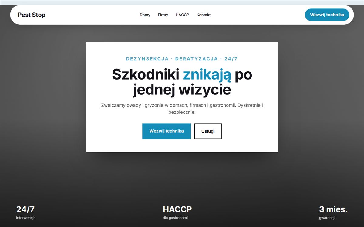 Projekt przykładowy: Pest Stop
