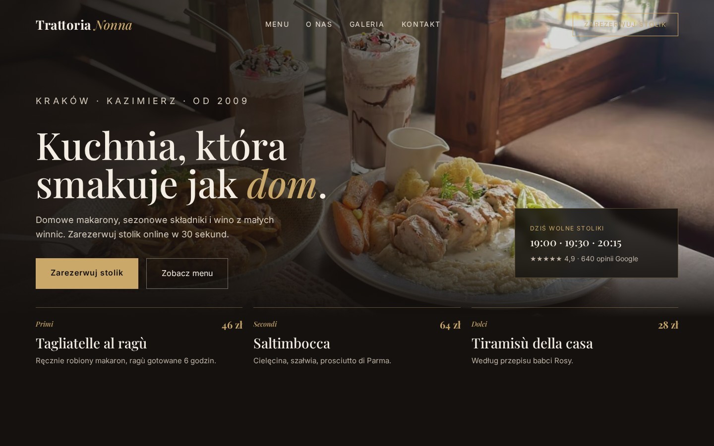 Projekt przykładowy: Trattoria Nonna